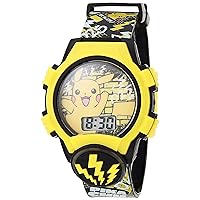 Pokemon Pikachu Digital Watch for Kids with Multicolor Flashing LED Lights, Durable Black and Yellow Plastic Strap - Ideal for Boys and Girls - POK4214AZ