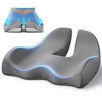Benazcap X Large Memory Seat Cushion for Office Chair Ergonomic Cushions Pad Pillow for Pressure Relief Sciatica & Pain Relief Memory Foam for Long Sitting for Gaming Chair and Car Seat Gray