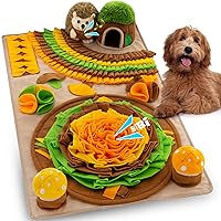 Pet Snuffle Mat for Dogs Hedgehog Puzzle Toy Large Sniffing Mat with Squeaky Mushrooms Portable Indoor/Outdoor Digging Mat for Foraging Skills & Stress Relief