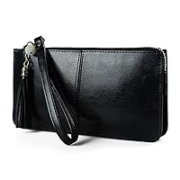 befen Genuine Leather Wristlet Clutch Wallet Purses for Women, Women's Small Multi Pocket Cell Phone Bag with Card Slots
