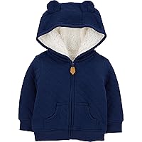 Simple Joys by Carter's Baby Hooded Sweater Jacket with Sherpa Lining, Navy