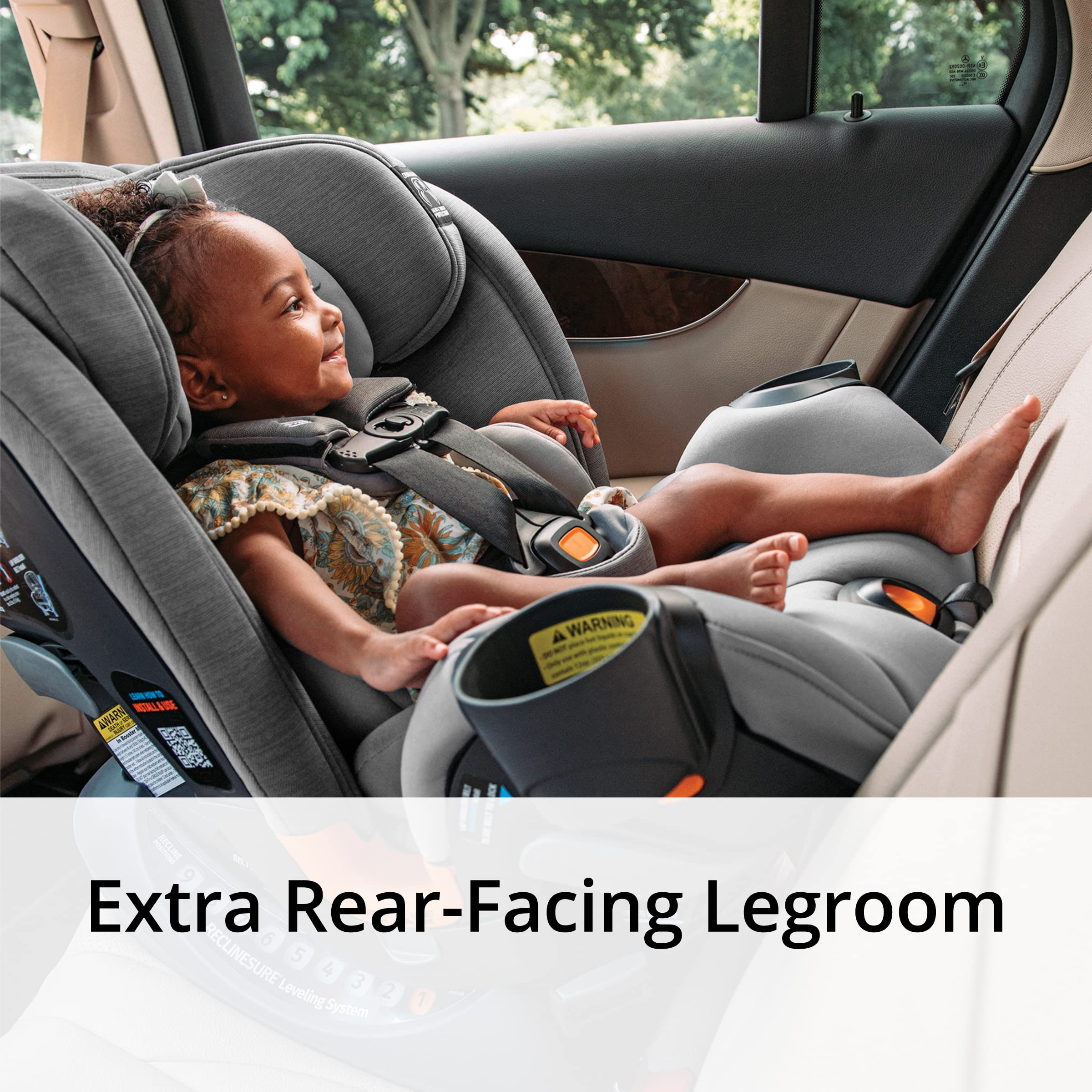 Chicco OneFit ClearTex All-in-One, Rear-Facing Seat for Infants 5-40 lbs, Forward-Facing Car Seat 25-65 lbs, Booster 40-100 lbs, Convertible| Obsidian/Black