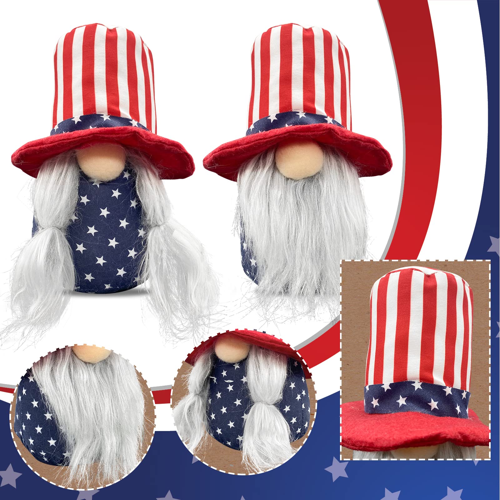 Lovinland Memorial Day Decorations, 4th of July Decorations, Fourth of July, Gnomes Gifts, Independence Day Patriotic Gnomes Decorations for Home Party Indoor Table Decor