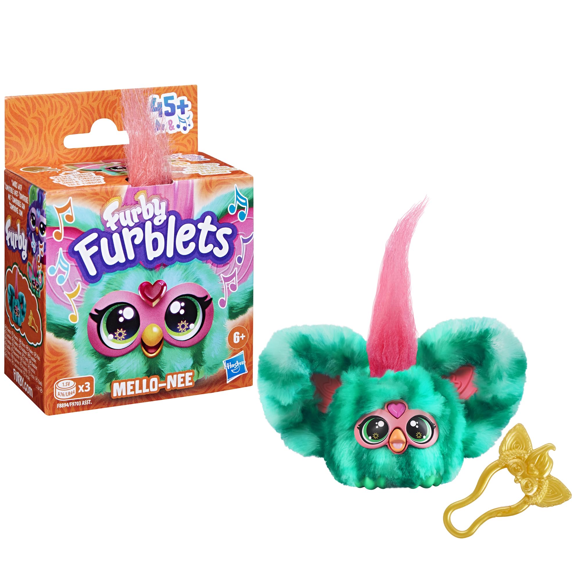 Furby Furblets Mello-Nee Mini Friend, 45+ Sounds, Summer Chill Music & Furbish Phrases, Electronic Plush Toys for Girls & Boys 6 Years & Up, Watermelon Red & Green