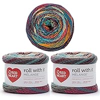 Red Heart Roll with It Melange Show Time Yarn - 3 Pack of 150g/5.3oz - Acrylic - 4 Medium (Worsted) - 389 Yards - Knitting/Crochet