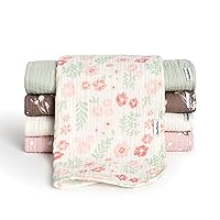 Gerber Baby Unisex Muslin Burp Cloths 5-Pack, Multi Pink Floral, Large Size 20