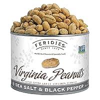 FERIDIES Super Extra Large Sea Salt and Black Pepper Virginia Peanuts - 18oz Can