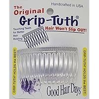 Grip-Tuth Combs - Set Of 2 Hair Side Combs - Hair Combs For All Types Of Hair - Decorative & Hair Styling Women Accessories (Clear, 2 ¾ ″ Wide)
