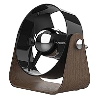 Sharper Image SBS2-SI Medium Personal Fan with Soft Blades, 3 Speeds, Touch Control, Quiet Operation, 6 ft. USB Cable, Black/Walnut