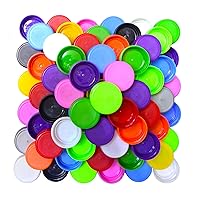 Snanr Pack of 100 Assorted Colors Plastic Bottle Caps for DIY Craft Scrapbook