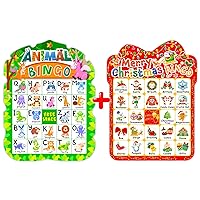 24 Player Bingo Game for Kids - Animal Bingo Game and Christmas Bingo Cards for Family School Classroom Party Activities Cute Bingo