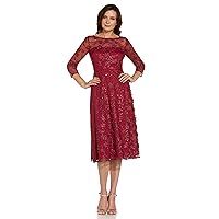 Adrianna Papell Women's Sequin Embroidery Flared Midi