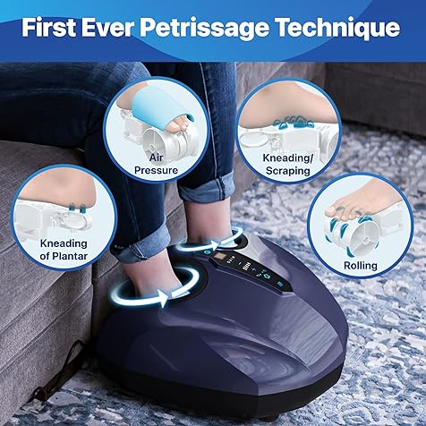 MIKO Foot Massager Machine with Deep-Kneading, Compression, Shiatsu, and Heat for Plantar Fasciitis, Neuropathy, Fits up to Men Size 13
