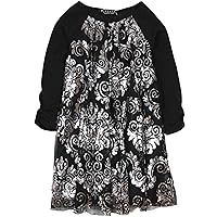 Girls's Starry Night Dress with Sequins in Black, Sizes 4-12