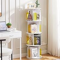 VECELO Rotating Bookshelf, 4-Tier Small Corner Display with Acrylic Window, Ideal Storage Solution for Kids and Adults in Bedrooms, Living Rooms, Space Efficient and Elegant White Design