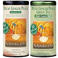 Decaf Ginger Peach Black and Decaf Ginger Peach Green Tea Bundle – 50 Count Tea Bags Each