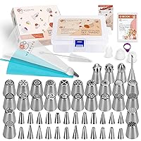 Wenburg Russian Piping Tips Set 100pcs - Icing Tips for Cake Decorating and Cupcake Decorating Kit - 52 Tips - Flower Piping Tips, Large Ball Icing and Small Numbered Frosting Tips, Filling Nozzle