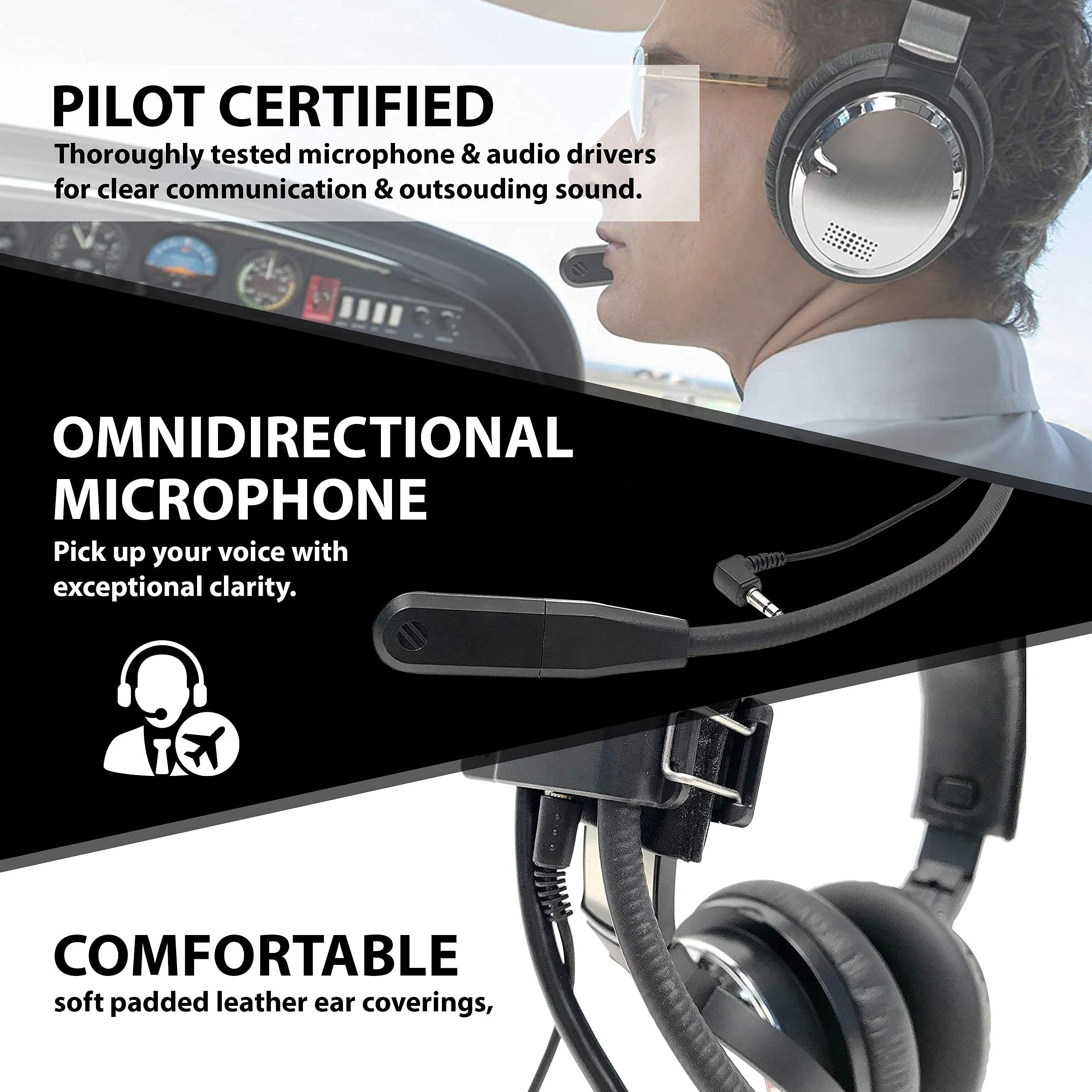 Earhart Pilot Aviation Headset for Airplanes, Helicopter - Active Noise Reduction - Wireless Bluetooth Avionics with Microphone - Professional or Student General Aviation Headphones