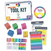 Carson Dellosa Be Clever Wherever Math Tool Kit, Grades 4-5 Math Manipulatives for Multiplication, Division, and Fractions with Math Charts, EZ-Spin Wheel, Math Cubes, and Reference Sticker (14 pc)