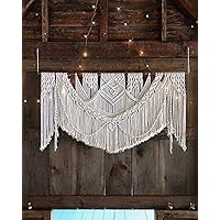 Macrame Large Curtain Bohemian Boho Decoration Backdrop Wedding Wall Hanging (140 x 50 Inches) Natural