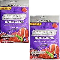 Halls Breezers Drops Sugar Free Cool Berry 20 Each (Pack of 2)