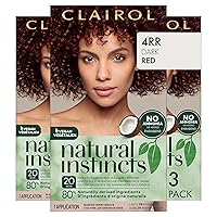 Clairol Natural Instincts Demi-Permanent Hair Dye, 4RR/20R Malaysian Cheery Dark Red Hair Color, Count of 3