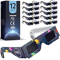 Solar Eclipse Glasses Approved 2024 (12 PACK) AAS, CE and ISO Certified, Safe Shades for Direct Sun Viewing