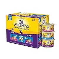 Wellness Complete Health Grain-Free Wet Canned Cat Food, Seafood Pate Favorites Variety Pack, 3 Ounce Can (Pack of 24)
