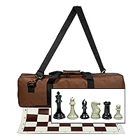 WE Games Premium Tournament Chess Set with Deluxe Brown Canvas Bag, Heavy Weighted Staunton Chess Pieces - 4 in. King