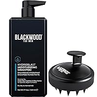BLACKWOOD FOR MEN Hydroblast Moisturizing Shampoo (17 Oz) & Scalp Massager Bundle - Men's Vegan & Natural Shampoo & Healthy Hair Growth Stimulator Brush - Sulfate Free, Paraben Free, & Cruelty Free
