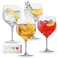 Special Gin and Tonic Glasses Set of 4 - European-Made Crystal, Modern Cocktail Glassware, Dishwasher Safe, Professional Quality Cocktail Glass Gift Set - 21 oz