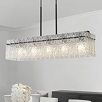 Modern Black Rectangle Chandeliers for Dining Room, 35.4
