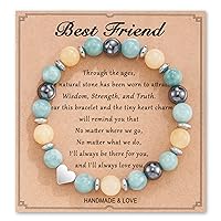 HGDEER Best Friend Gift for Women, Natural Stone Bracelet with Message Card for Friend Sister Bestie on Valentines Day Birthday Christmas Day