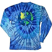 Peace Sign T-Shirt Blue Earth Long Sleeve Tie Dye