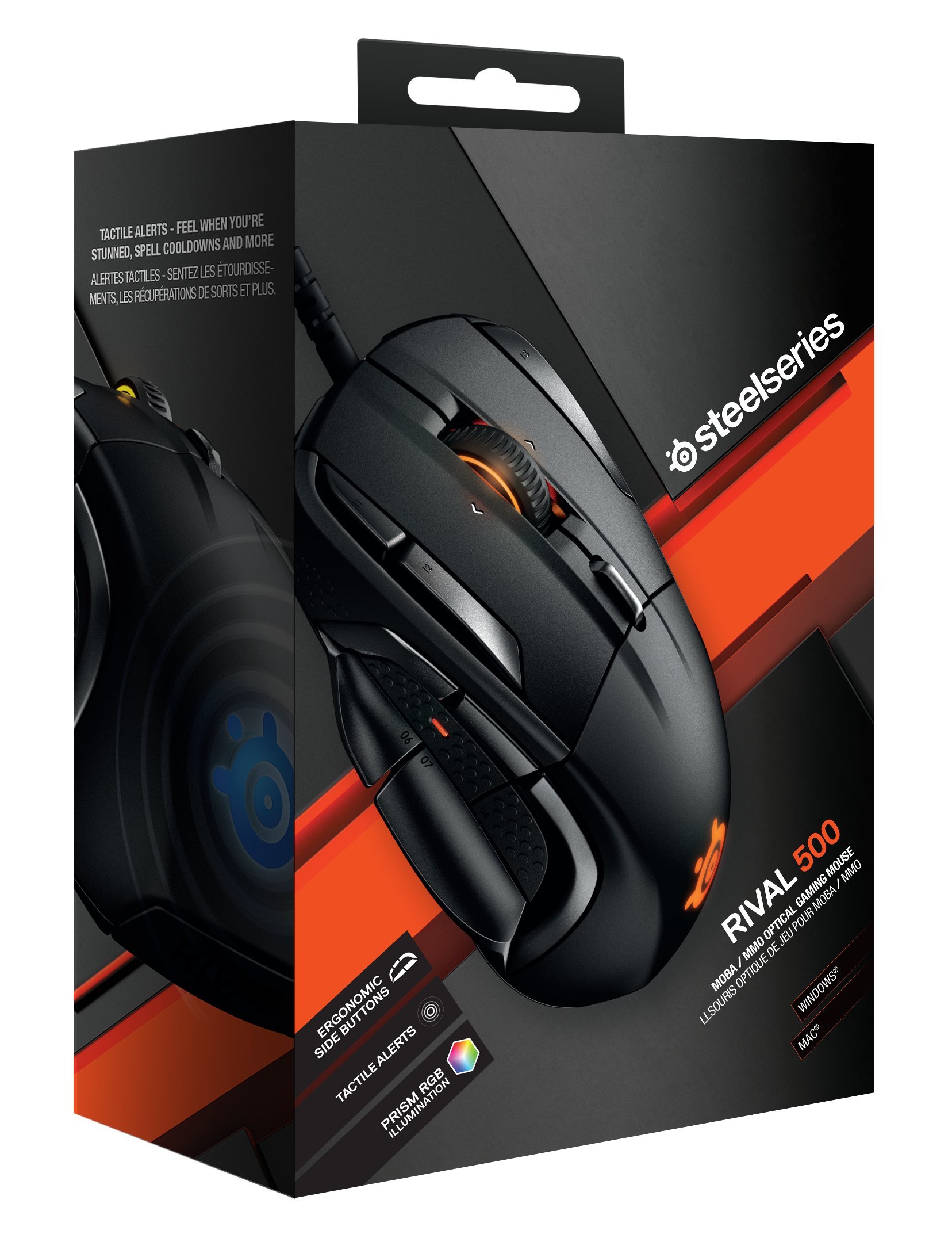 SteelSeries Rival 500 MMO/MOBA 15-Button Programmable Gaming Mouse - 16,000 CPI, Black