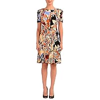Just Cavalli Women's Graphic Short Sleeve A-Line Dress US 4 IT 40 Multi-Color