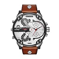 Diesel Men's DZ7394 Mr. Daddy 2.0 Gunmetal IP Brown Leather Watch