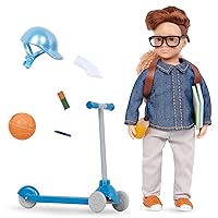 Lori Dolls – Thomas’ Scooter Set – Mini Boy Doll & Scooter Playset – 6-inch Doll with Vehicle & Accessories – Clothes, Helmet, Ball, Backpack – Toys for Kids – 3 Years + (LO31208Z)