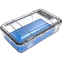 Pelican M60 Micro Case - Waterproof Case (Dry Box, Field Box) for iPhone, GoPro, Camera, Camping, Fishing, Hiking, Kayak, Beach and More (Blue/Clear)