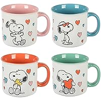 Snoopy Mothers Love 4 Pack Large 21 OZ Camper Stoneware Mugs