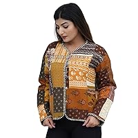 Crop Jacket for Girls Ethnic Patchwork Blazer Traditional Kantha Quilted Housecoat Boho Reversible Topcoats