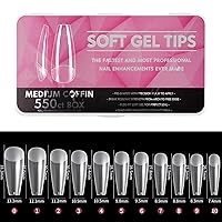 Medium Coffin Nail Tips, Full Cover Clear Soft Gel Tips, Medium Coffin False Nail Tips for Acrylic Nails Extension with Box, 550PCS, 11 Sizes(Style 01)