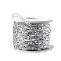 Nylon Taffeta Metallic Ribbon, 100 Yards, 1/8-inch - Silver