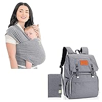 KeaBabies Baby Wrap Carrier and Diaper Bag Backpack - All in 1 Original Breathable Baby Sling, Lightweight - Waterproof Multi Function Baby Travel Bags - Hands Free Baby Carrier Sling, Baby Carrier