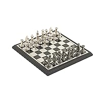Deco 79 Aluminum Chess Game Set with Black and Silver Pieces, 12