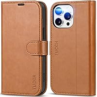 TUCCH Case for iPhone 15 Pro Max, Wallet Case with [RFID Blocking] [4 Card Slot] Kickstand Shockproof TPU Inner Shell, PU Leather Magnetic Flip Cover Compatible with iPhone 15 Pro Max 5G, Light Brown