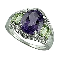 Carillon Amethyst Oval Shape 11X9MM Natural Earth Mined Gemstone 925 Sterling Silver Ring Unique Jewelry for Women & Men