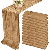 12 Pack 10Ft Cheesecloth Table Runner 35x120 Inch Boho Gauze Table Runner Rustic Cheese Cloth Long Table Runner Romantic Table Runner for Wedding Bridal Shower Birthday Party Table Decor (Nude)