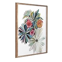 Kate and Laurel Blake Flowers on Glass 2 Whole Flowers Framed Printed Arylic Wall Art by Jessi Raulet of Ettavee, 24x32 Gold, Glam Chic Floral Art Wall Décor