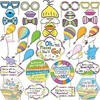 36Pcs Oh The Places You'll Go Decorations Photo Booth Props, Oh The Places You'll Go Graduation Photo Props for Kids, Kindergarten Preschool Graduation Decorations for Baby Shower Party